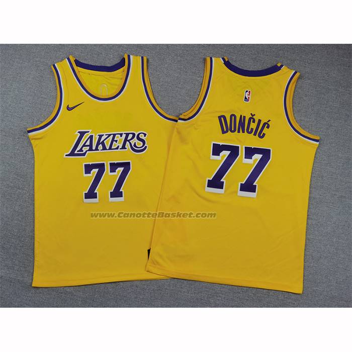 Maglia Bambino Los Angeles Lakers Luka Doncic No 77 Icon 2024-25 Giallo